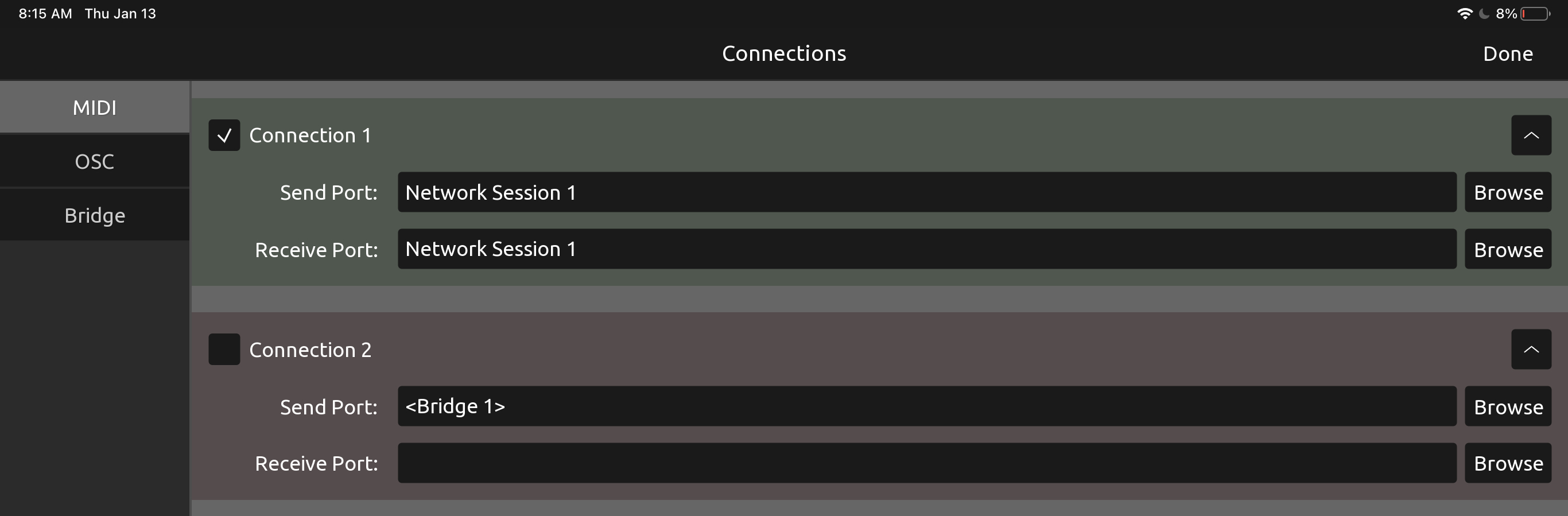 touchOSC network config
